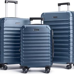LIGHT FLIGHT Luggage Sets, 3 Piece Durable Suitcase Set with Spinner Wheels, 3 Pcs Hard Shell Lightweight Luggage with TSA Lock, Large Checked Travel Suitcases, 20/24/28 Inch, Royal Blue